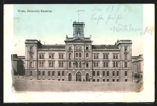 AK Wien, Radetzky-Kaserne, Vorderansicht