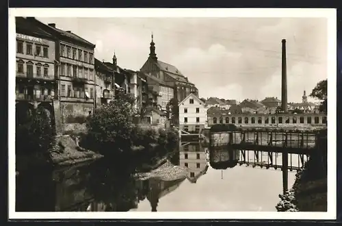 AK Jaromer, Hotel julis, Blick zur kirche
