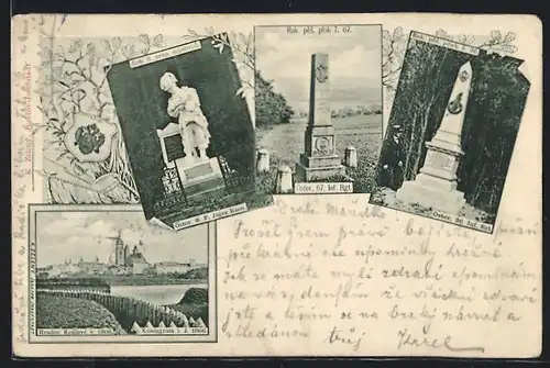 AK Königgrätz / Hradec Kralove, Kriegerdenkmäler, Ortspartie