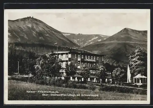 AK Ober-Steinseiffen, Kaiser-Friedrich-Baude mit Schneekoppe