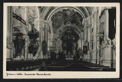 AK Grüssau i. Schles., Inneres der Marienkirche