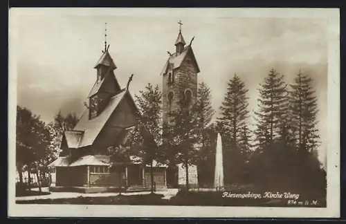 AK Karpacz, die Stabkirche Wang