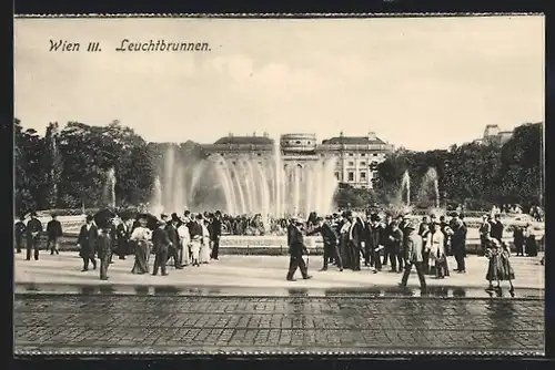 AK Wien III, Besucher am Leuchtbrunnen