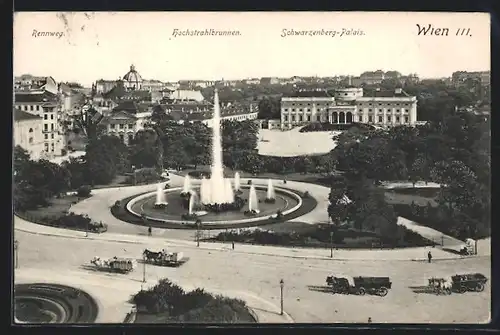 AK Wien III, Rennweg, Hochstrahlbrunnen, Schwarzenberg-Palais