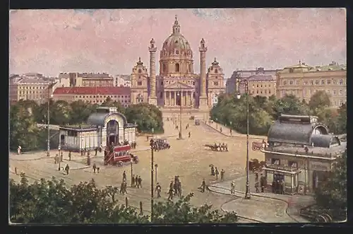AK Wien, Karlskirche am Karlsplatz