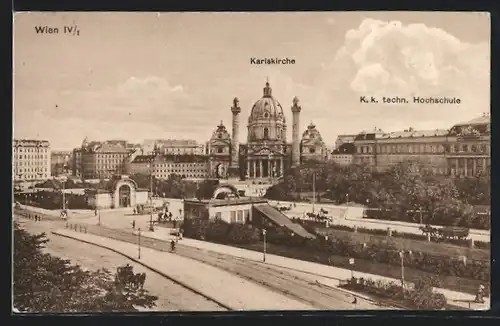 AK Wien IV, Karlskirche, K. K. techn. Hochschule