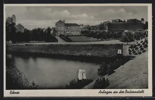 AK Erkner, Blick auf die Anlagen an der Badeanstalt