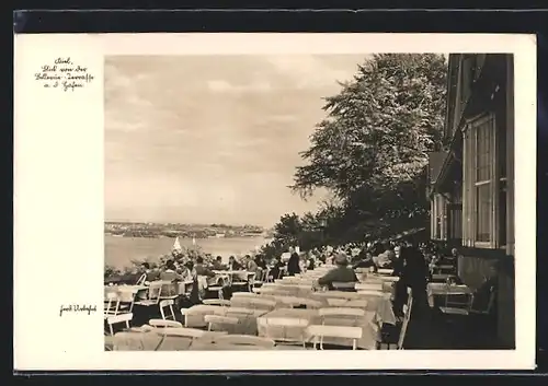 AK Kiel, Blick von der Terrasse auf den Hafen