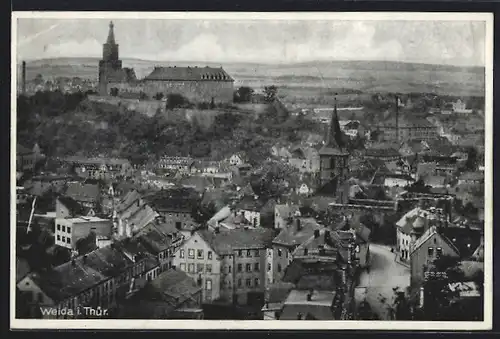AK Weida i. Thür., Ortsansicht aus der Vogelschau