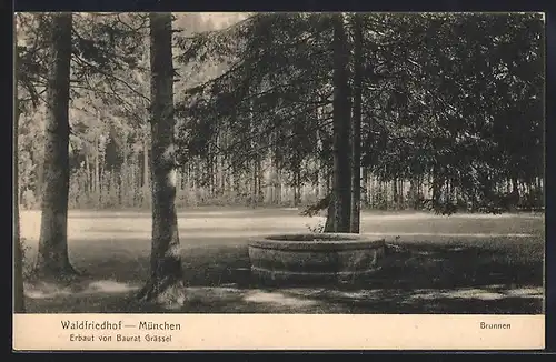 AK München-Hadern, Waldfriedhof, Brunnen