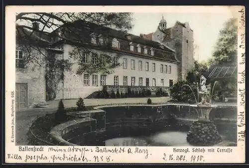 AK Ballenstedt, Herzogliches Schloss mit Terrasse