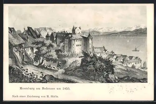 AK Merseburg / Bodensee, Ortsansicht im Jahre 1850