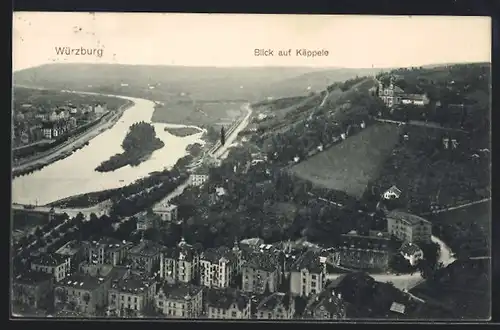 AK Würzburg, Ortsansicht mit Blick auf Käppele