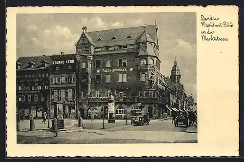 AK Landau / Pfalz, Markt mit Blick in die Marktstrasse