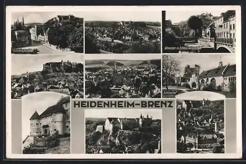 AK Heidenheim-Brenz, Ulmerstrasse mit Schloss Hellenstein, Schlosshof, Partie beim Postamt, Teilansicht