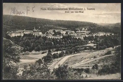 AK Weilmünster i. Taunus, Nass. Kindersanatorium, Blick von Süd-West