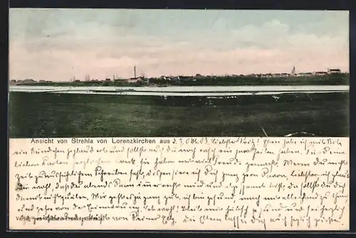 AK Strehla, Panorama von Lorenzkirchen aus gesehen