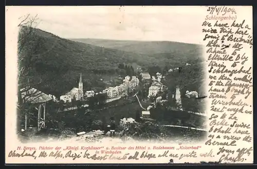 AK Bad Schlangenbad, Ortsansicht aus der Vogelschau