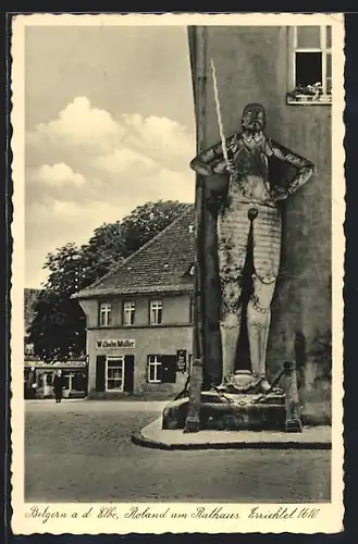 AK Belgern a. d. Elbe, Roland am Rathaus