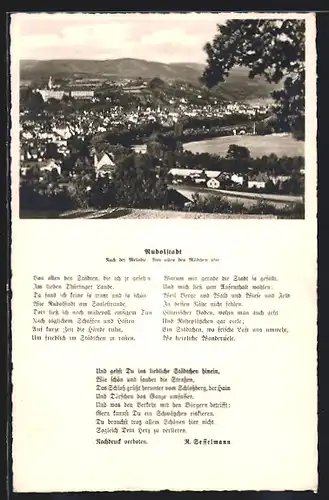 AK Rudolstadt, Gesamtansicht, Liedtext Rudolstadt