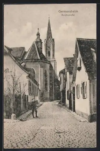 AK Germersheim, Kirchstrasse mit Blick zur Kirche