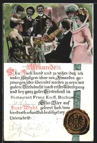 AK Elberfeld, Restaurant Cornelius Vieth, Ronsdorferstr. 75, Gesellschaft beim Biertrinken