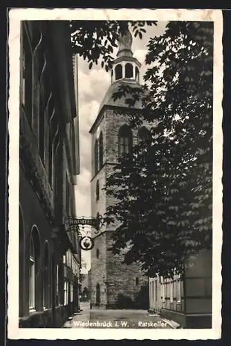 AK Wiedenbrück i. W., Partie am Ratskeller, Teilansicht