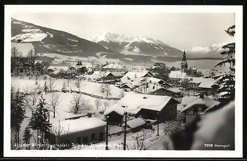 AK Wintersportplatz Igls bei Innsbruck, Blick auf den eingeschneiten Ort