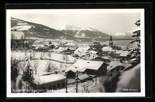 AK Wintersportplatz Igls bei Innsbruck, Gesamtansicht im Schnee