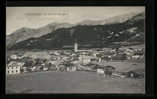 AK Saalfelden am steinernen Meer, Gesamtansicht mit Blick zur Kirche