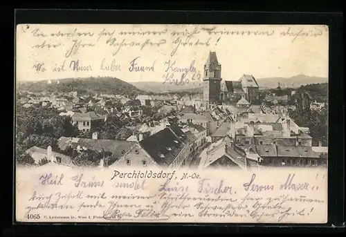 AK Perchtoldsdorf, Generalansicht mit Blick auf die Kirche
