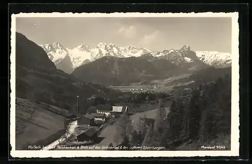 Foto-AK Melleck bei Bad Reichenhall, Blick auf das Unknertal und den Loferer Steinbergen