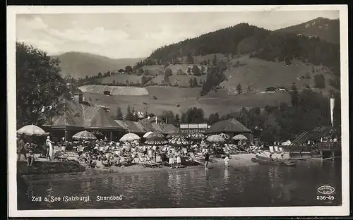 AK Zell am See bei Salzburg, Besucher im Strandbad