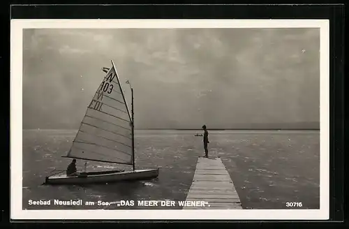 AK Seebad Neusiedl am See, Seesteg mit Segelboot