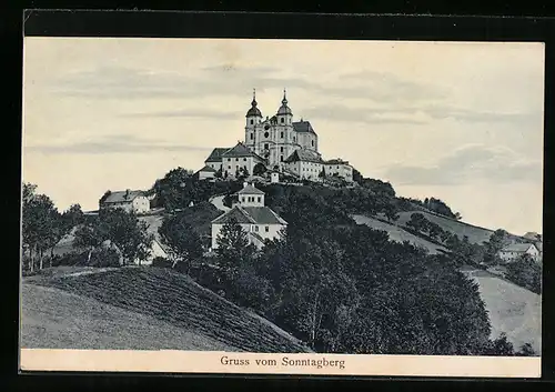 AK Sonntagberg, Blick hinauf zur Basilika