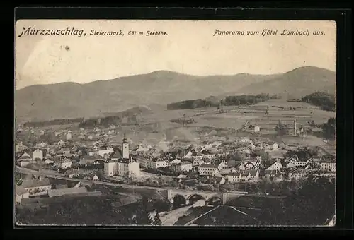 AK Mürzzuschlag, Panorama vom Hotel Lambach aus