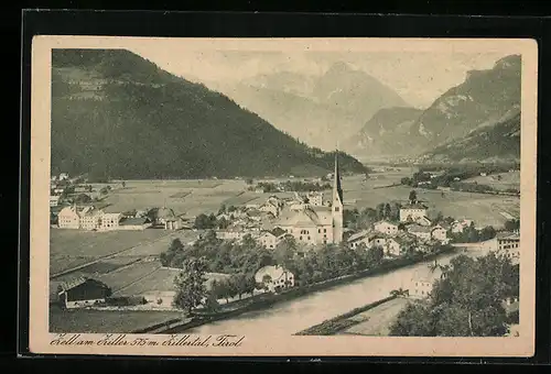 AK Zell am Ziller, Ortsansicht mit Kirche im Zillertal