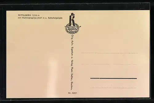 AK Mittelberg, Ortsansicht mit Kirche gegen Hammerspitze und Schafalpköpfe