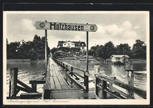 AK Holzhausen, Landungssteg mit Hotel Panorama