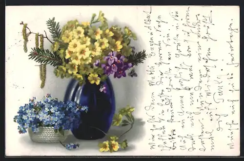 Künstler-AK Meissner & Buch (M&B) Serie 2345: Vase und Korb mit Blumen