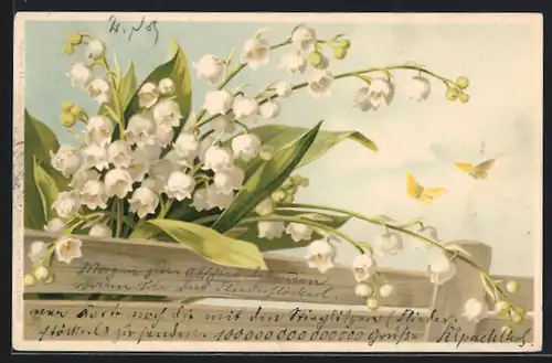 Künstler-AK Meissner & Buch (M&B) Nr. 1207: Blumen am Zaun - Maiglöckchen