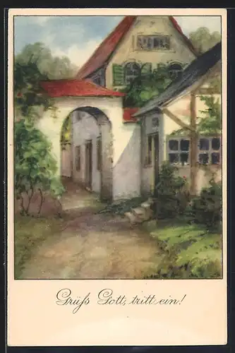 Künstler-AK Meissner & Buch (M&B) Nr. 2399: Ortspartie mit Steintor