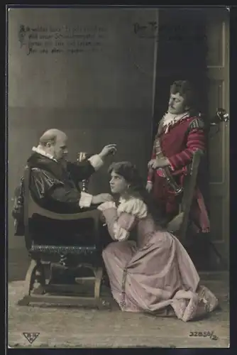 AK Frau kniet vor einem Mann, Trompeter von Säckingen