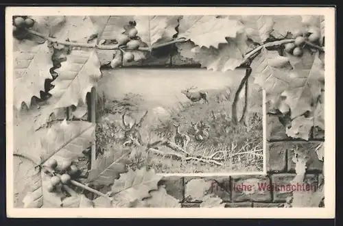 Künstler-AK Brüder Kohn (B.K.W.I) Nr. 2501-2: Rehe im Wald, Fröhliche Weihnachten!