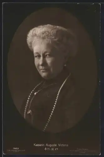 AK Kaiserin Auguste Victoria Königin von Preussen im Porträt mit Sterbedatum 11.04.1921