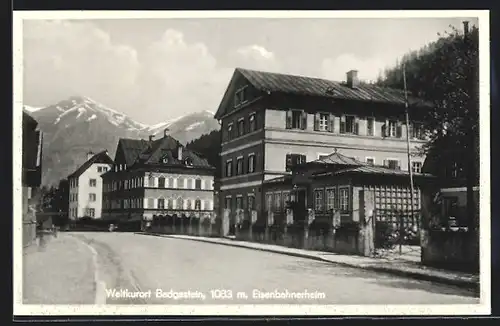 AK Badgastein, Strassenpartie mit Eisenbahnerheim