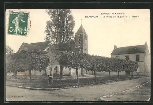 AK Beauvoir, La Place de l`Eglise et la Mairie