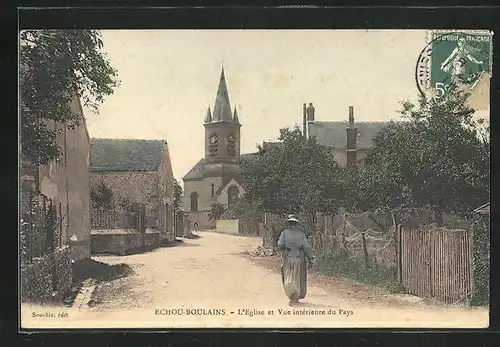 AK Echou-Boulains, L`Eglise et Vue intérieure du Pays