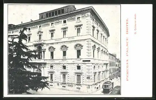 AK Perugia, Palace Hotel & Strassenbahn