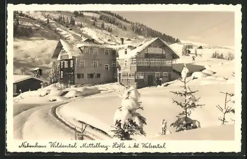 AK Mittelberg / Walsertal, Nebenhaus vom Höfle im Walsertal im Winter